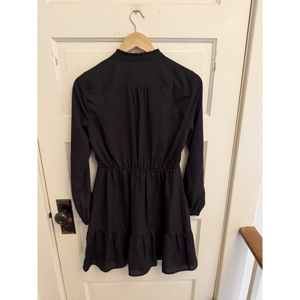 J Crew Mercantile Women's Black Pintucked Bodice Tiered Dress Prairie Size 0 - Picture 4 of 4